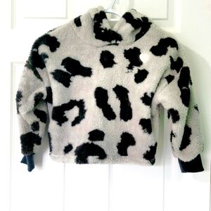 NEW! Aeropostale Kids Boys Cow Print Faux Fur Pull-Over Hoodie Size S (7/8)